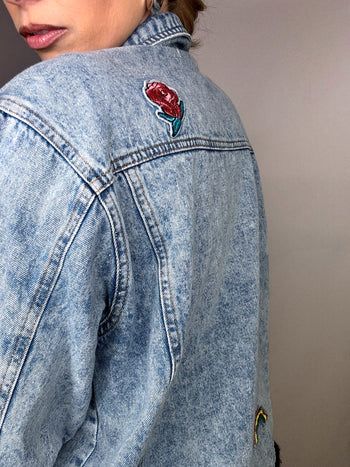 Veste en denim avec patch L vintage