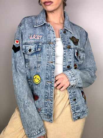 Veste en denim avec patch L vintage