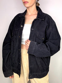 Vintage schwarze Cordjacke L