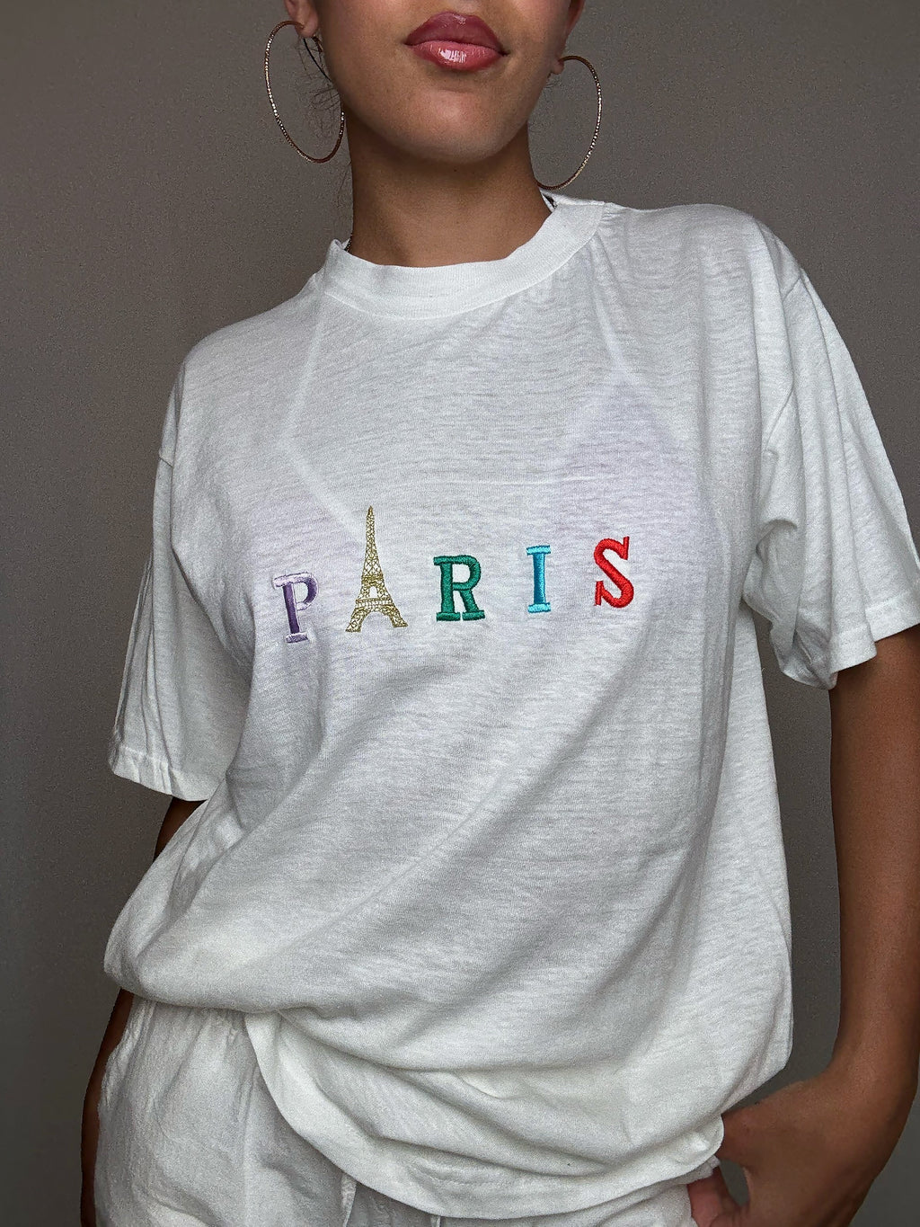 Tshirt brodé Paris L vintage