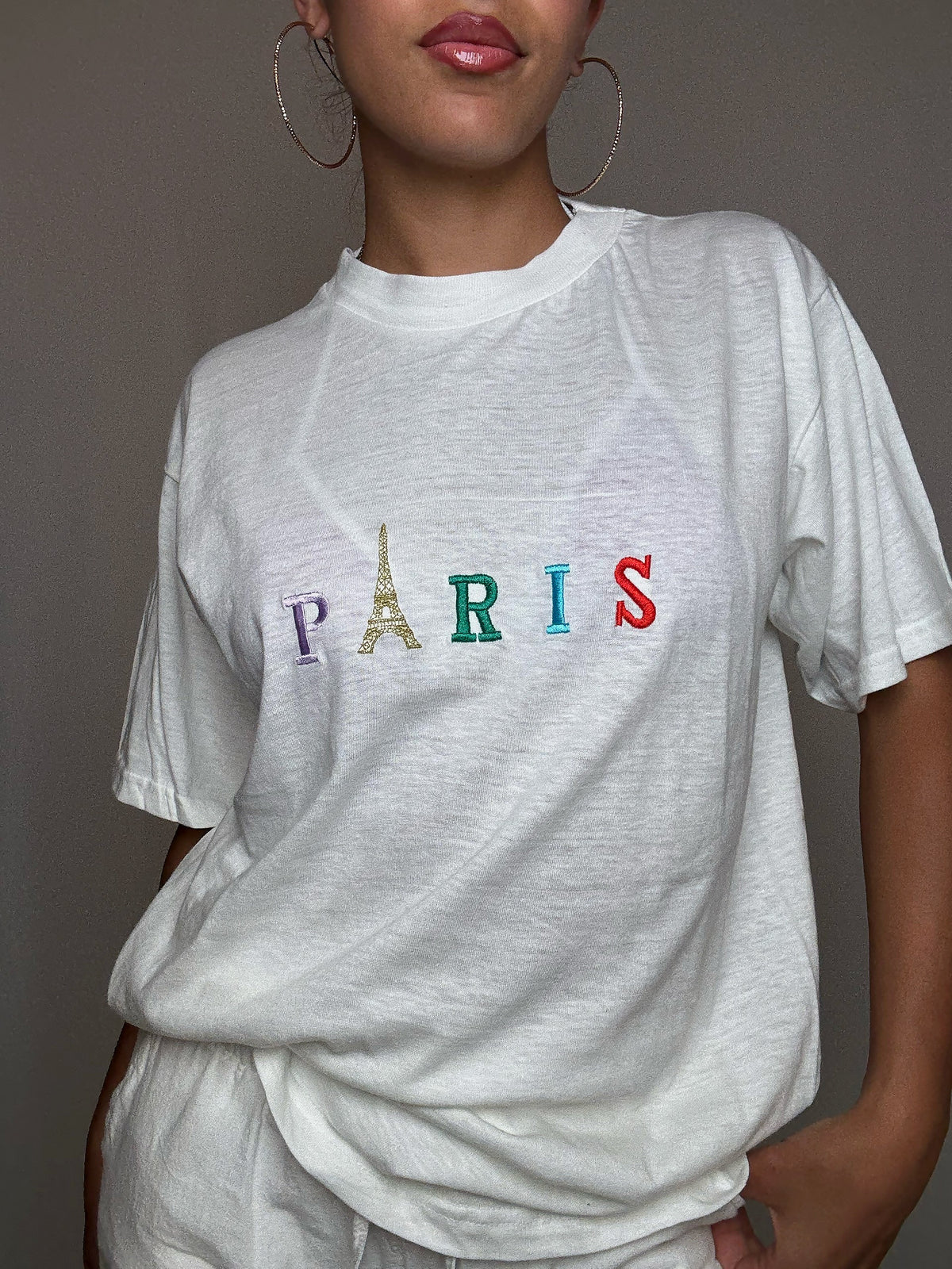 Tshirt brodé Paris L vintage