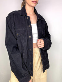 Vintage schwarze Cordjacke L