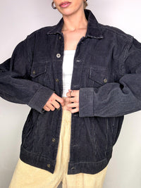 Vintage schwarze Cordjacke L
