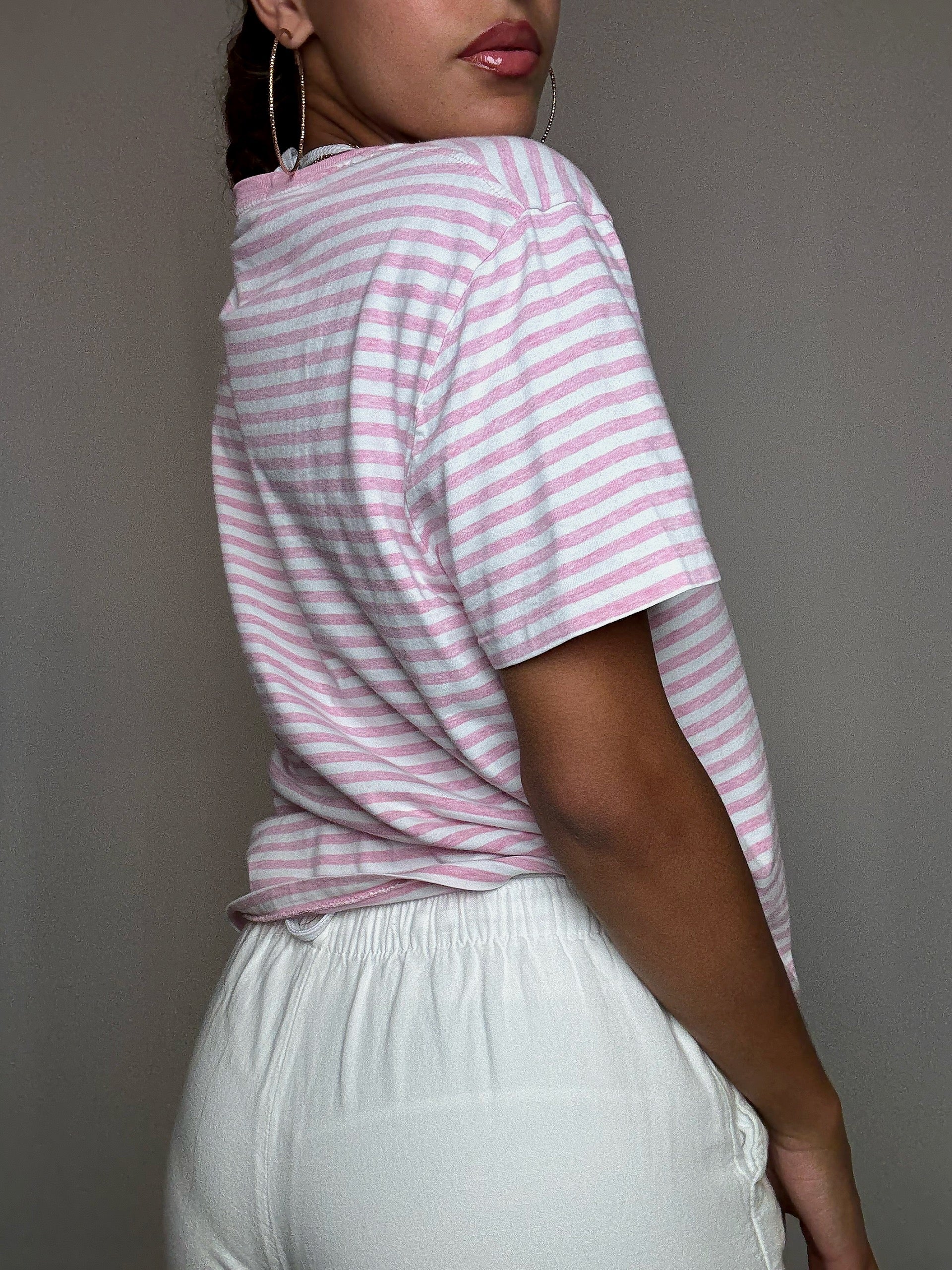 Tshirt rayé rose Ralph Lauren M vintage