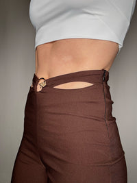 Pantalon élastique brun avec détail S vintage