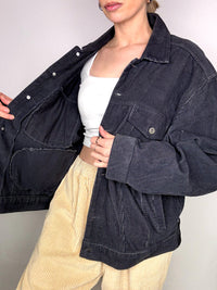 Vintage schwarze Cordjacke L