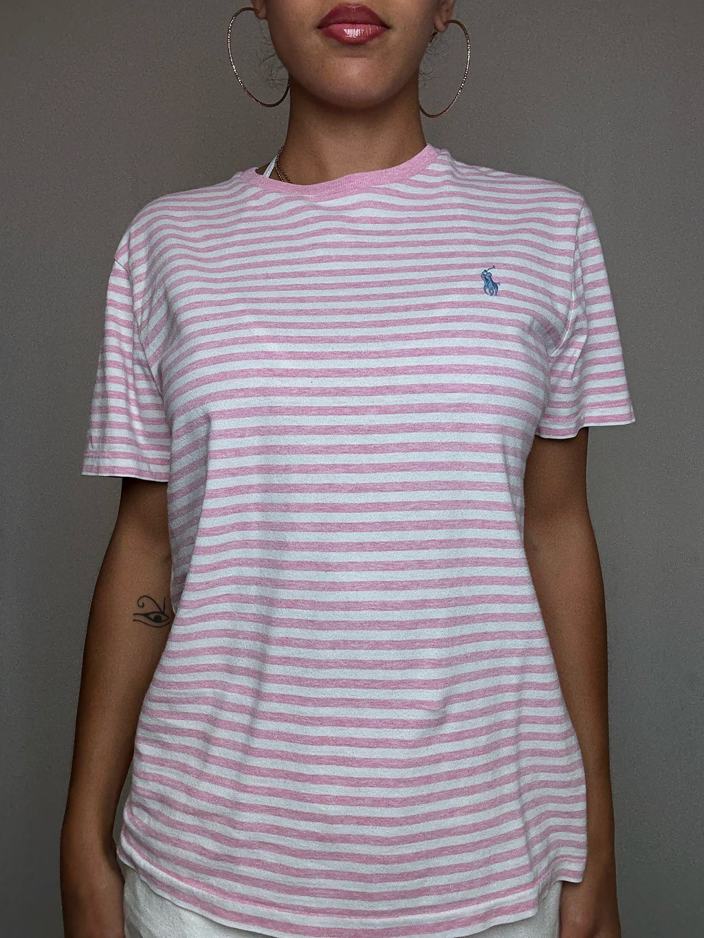 Tshirt rayé rose Ralph Lauren M vintage