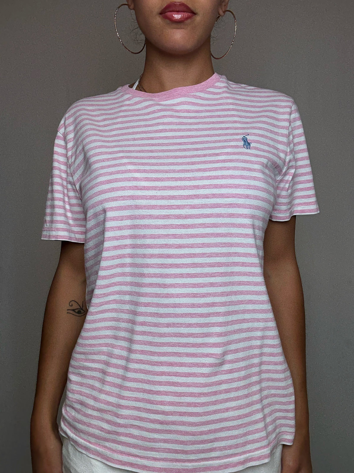 Tshirt rayé rose Ralph Lauren M vintage