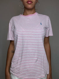 Tshirt rayé rose Ralph Lauren M vintage
