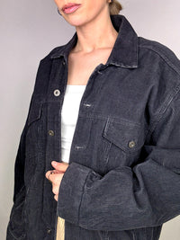 Vintage schwarze Cordjacke L