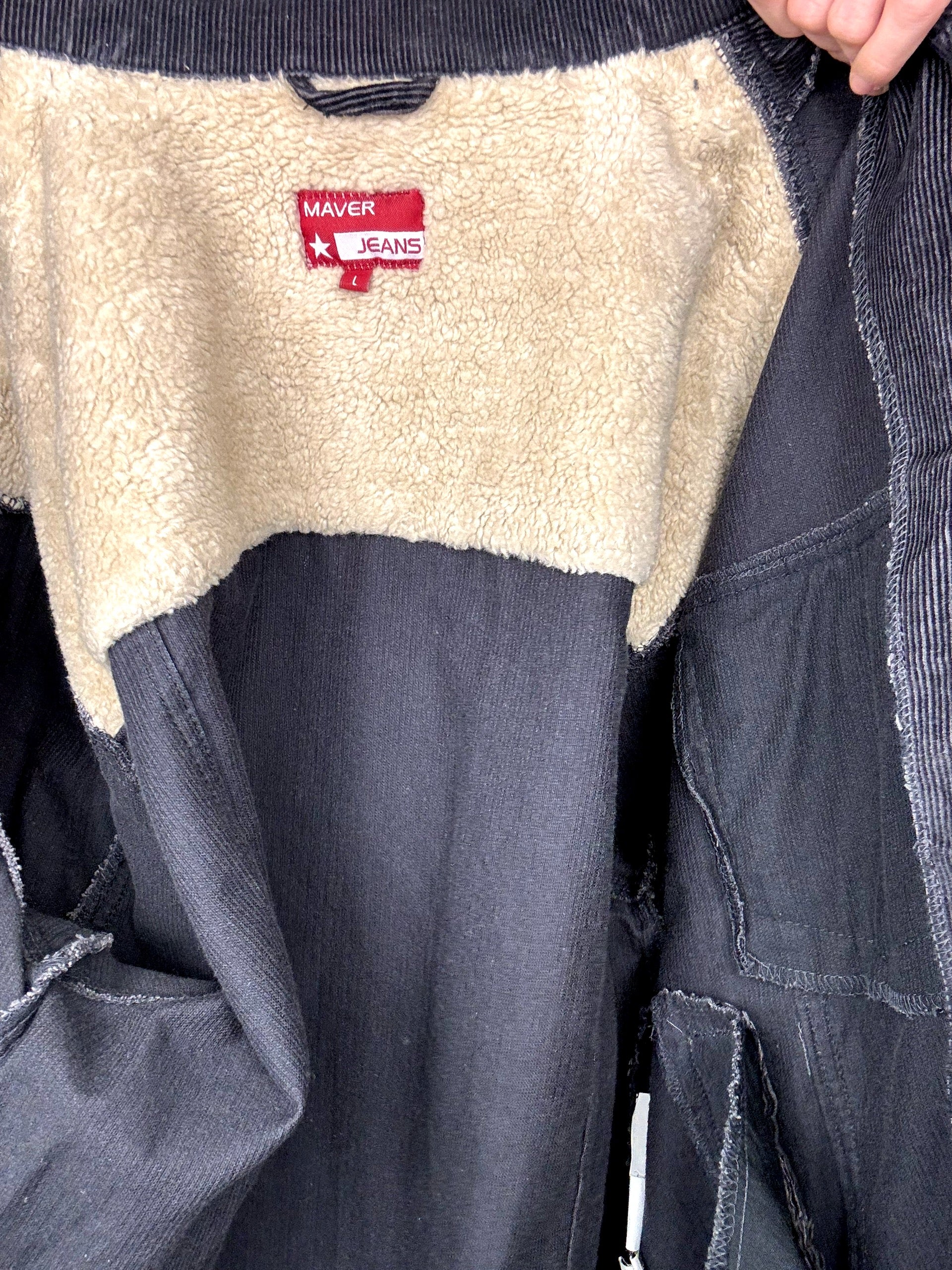 Vintage schwarze Cordjacke L