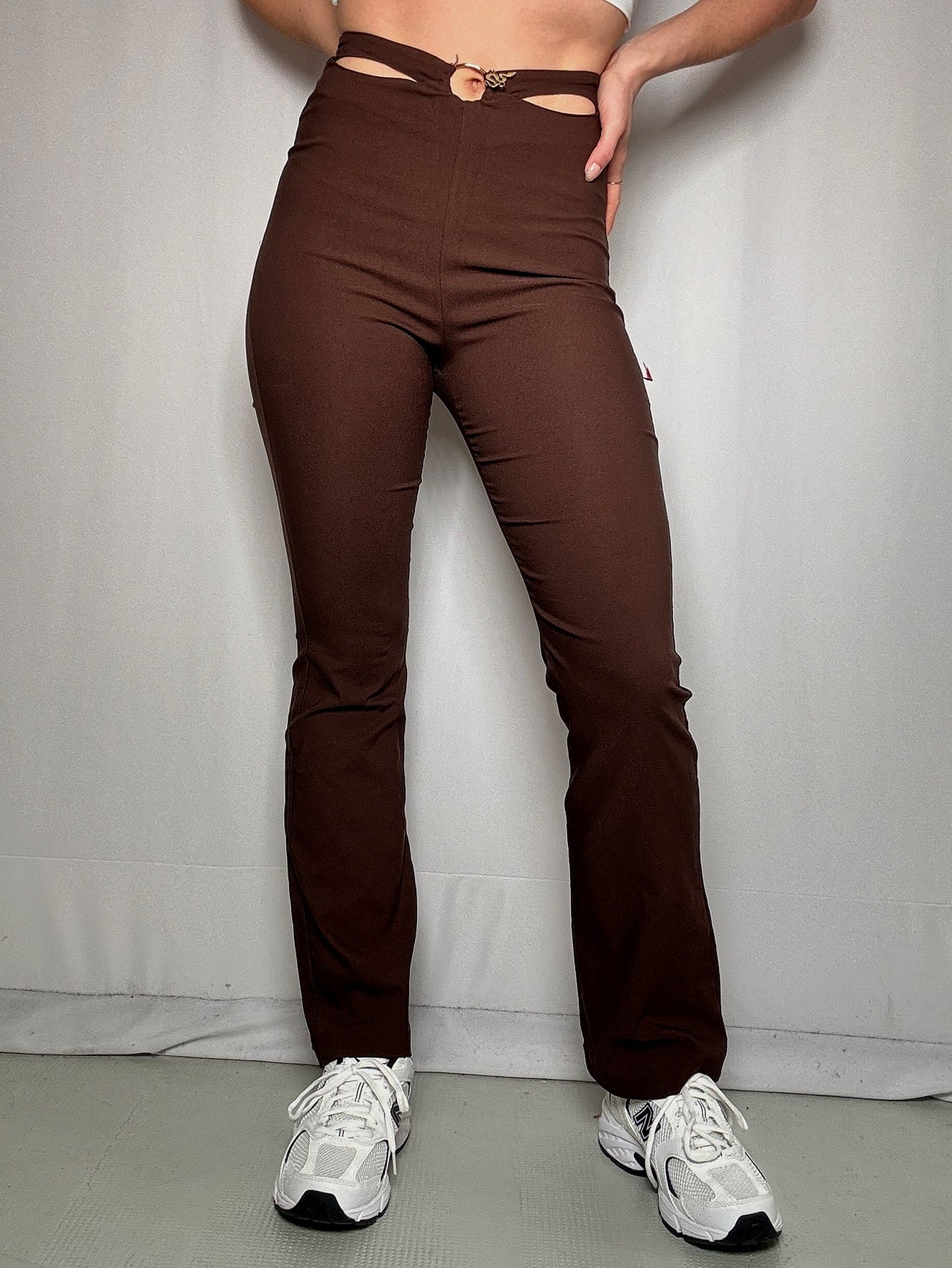 Pantalon élastique brun avec détail S vintage