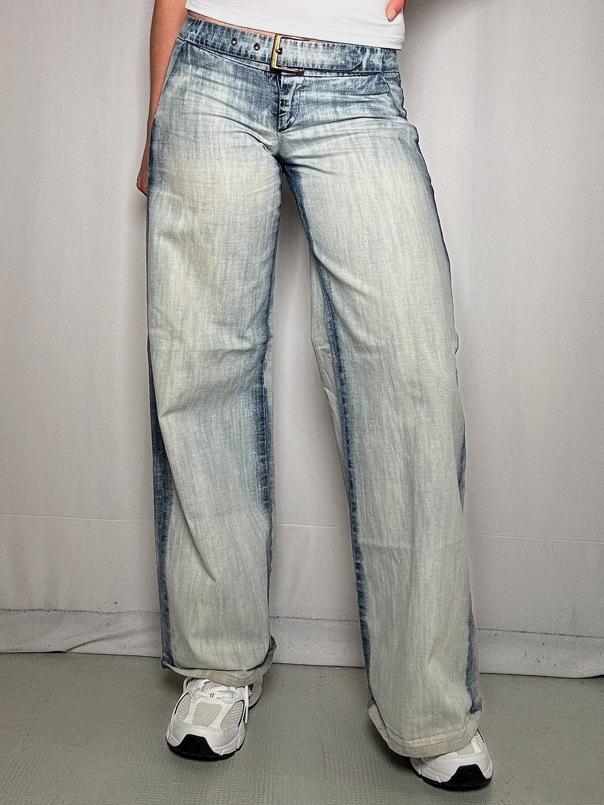 Jean délavé avec ceinture M vintage