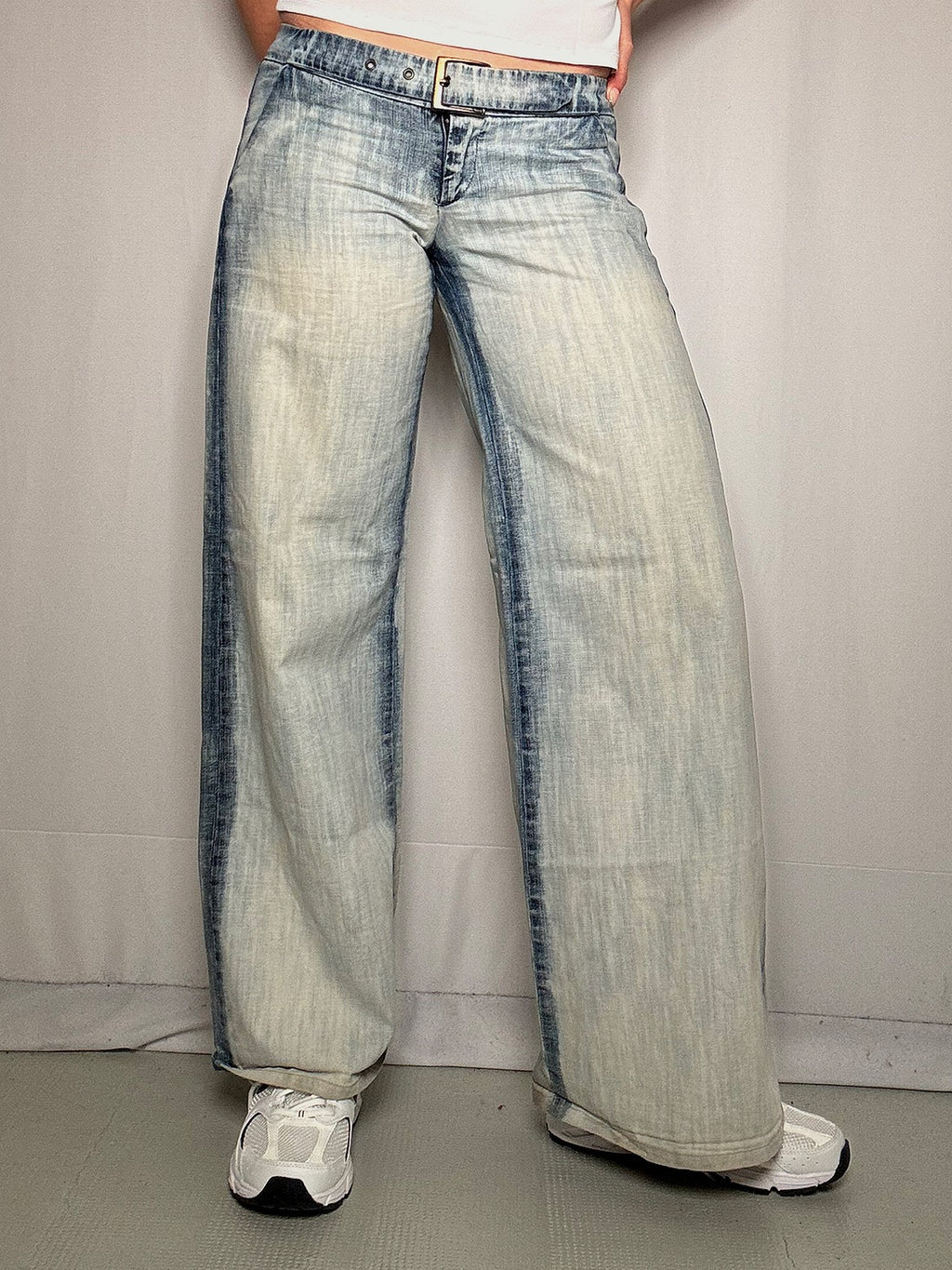 Jean délavé avec ceinture M vintage