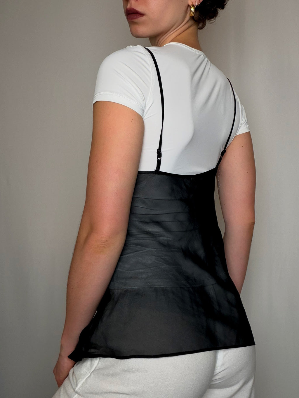 Top noir transparent à details S vintage