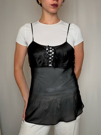 Top noir transparent à details S vintage