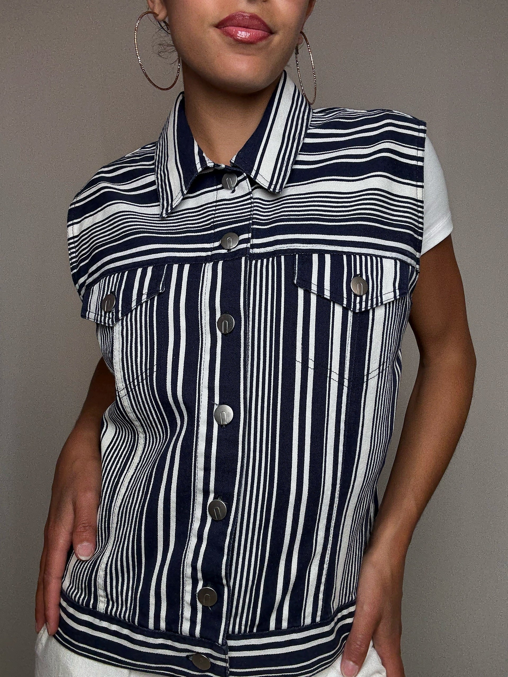 Gilet à rayures M/L vintage