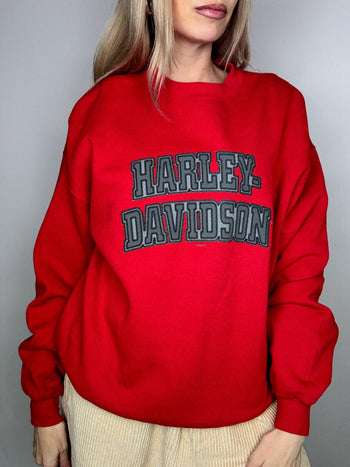 Red round neck sweatshirt HARLEY DAVIDSON L/XL vintage