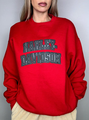 Red round neck sweatshirt HARLEY DAVIDSON L/XL vintage
