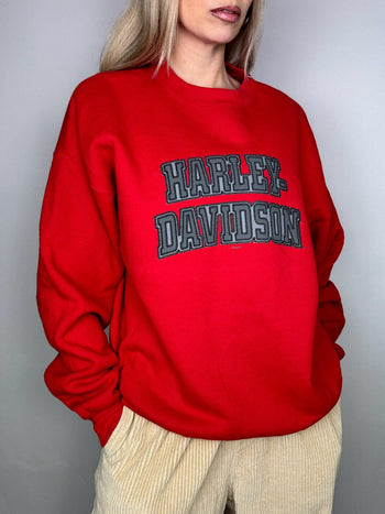Red round neck sweatshirt HARLEY DAVIDSON L/XL vintage