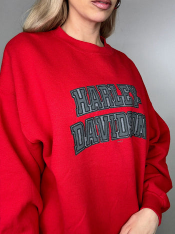 Red round neck sweatshirt HARLEY DAVIDSON L/XL vintage
