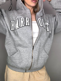 Vintage L/XL Graue Kapuzenjacke