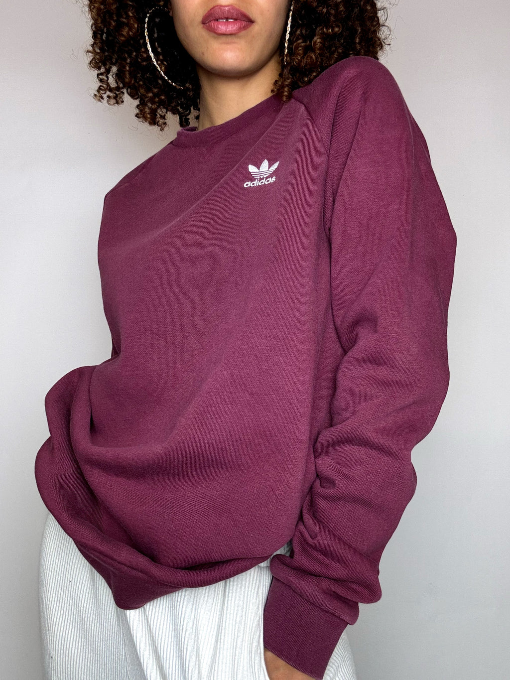 Sweat col rond bordeaux ADIDAS S vintage