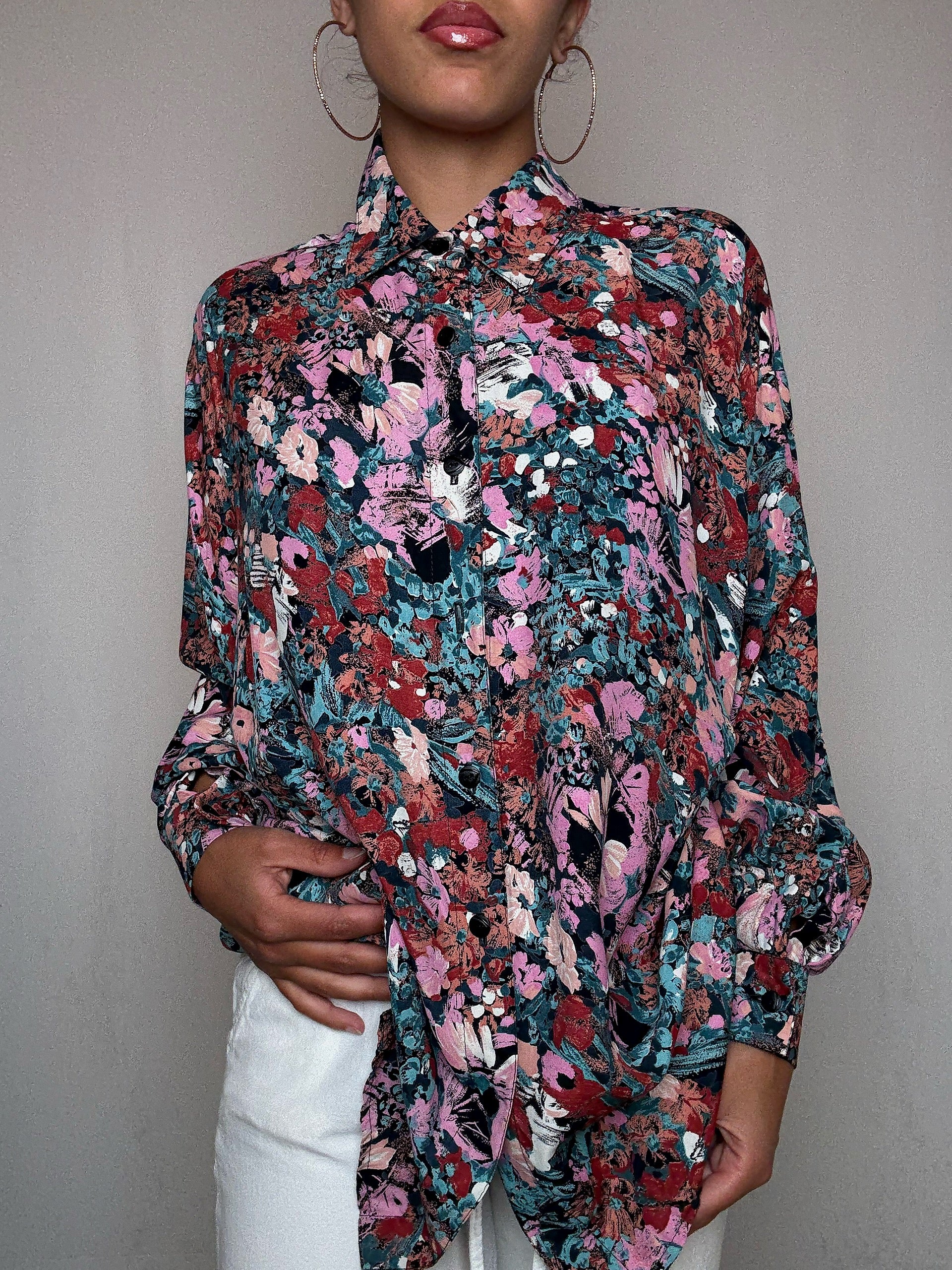 Chemise fluide imprimée L vintage