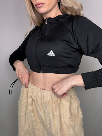 Veste de sport crop cintrée noire ADIDAS S vintage