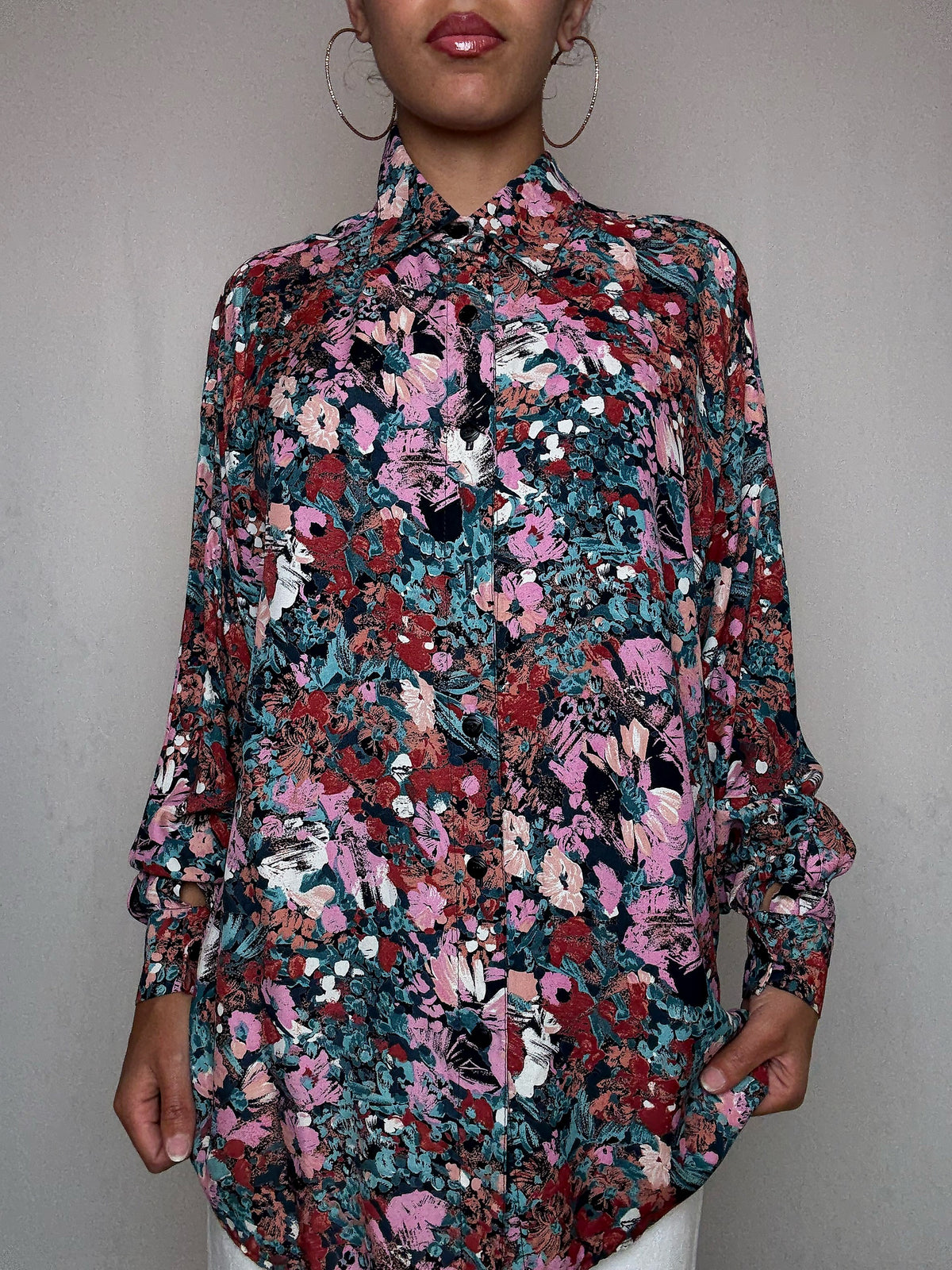 Chemise fluide imprimée L vintage