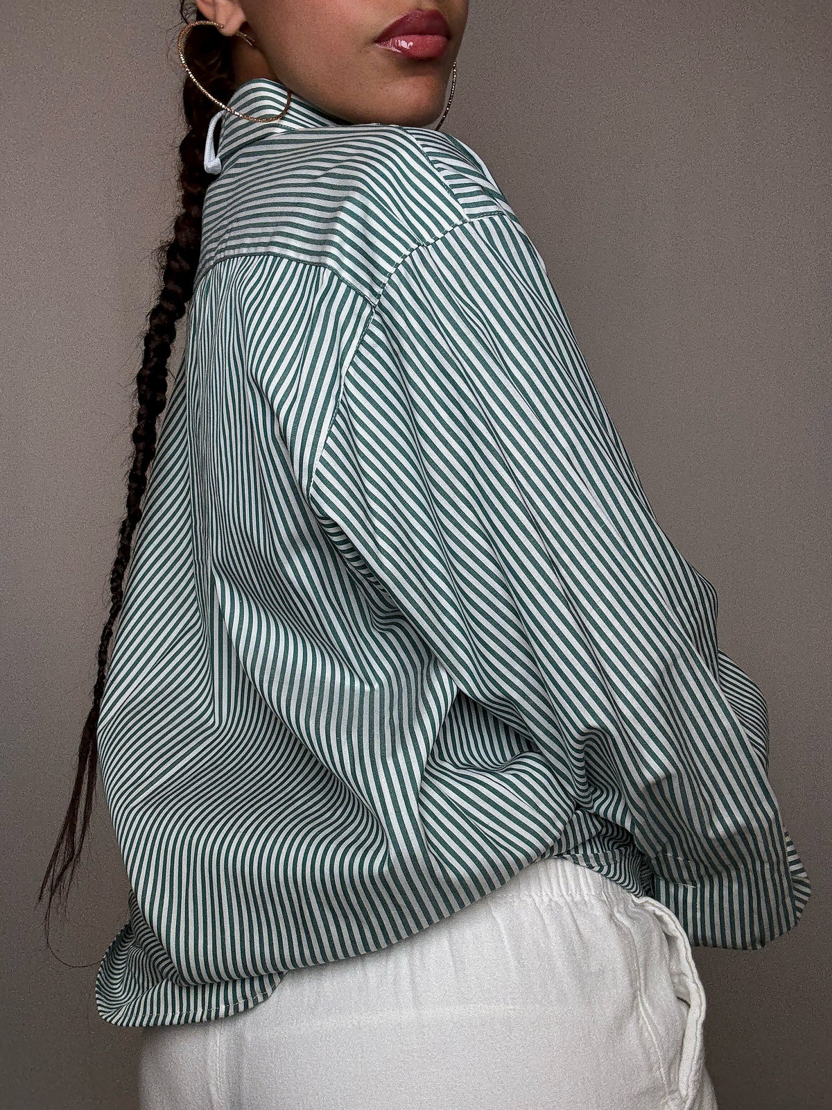 Chemise rayée verte L vintage
