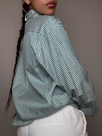Chemise rayée verte L vintage
