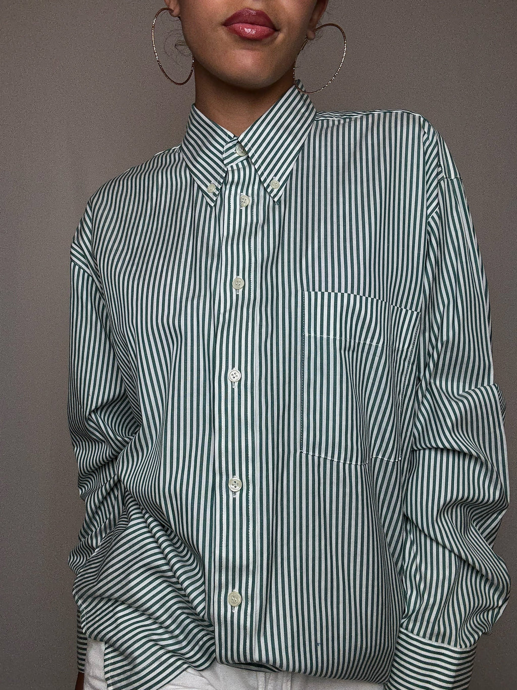Chemise rayée verte L vintage