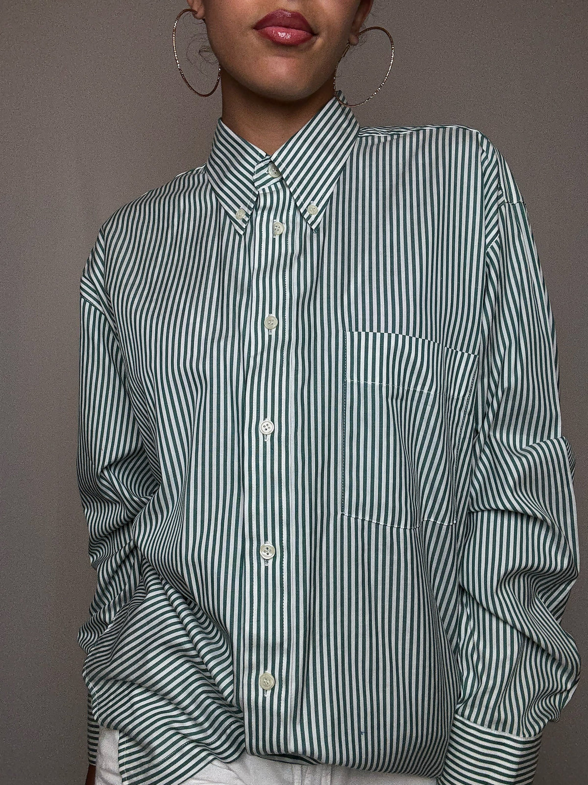 Chemise rayée verte L vintage