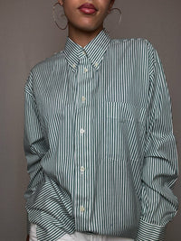 Chemise rayée verte L vintage