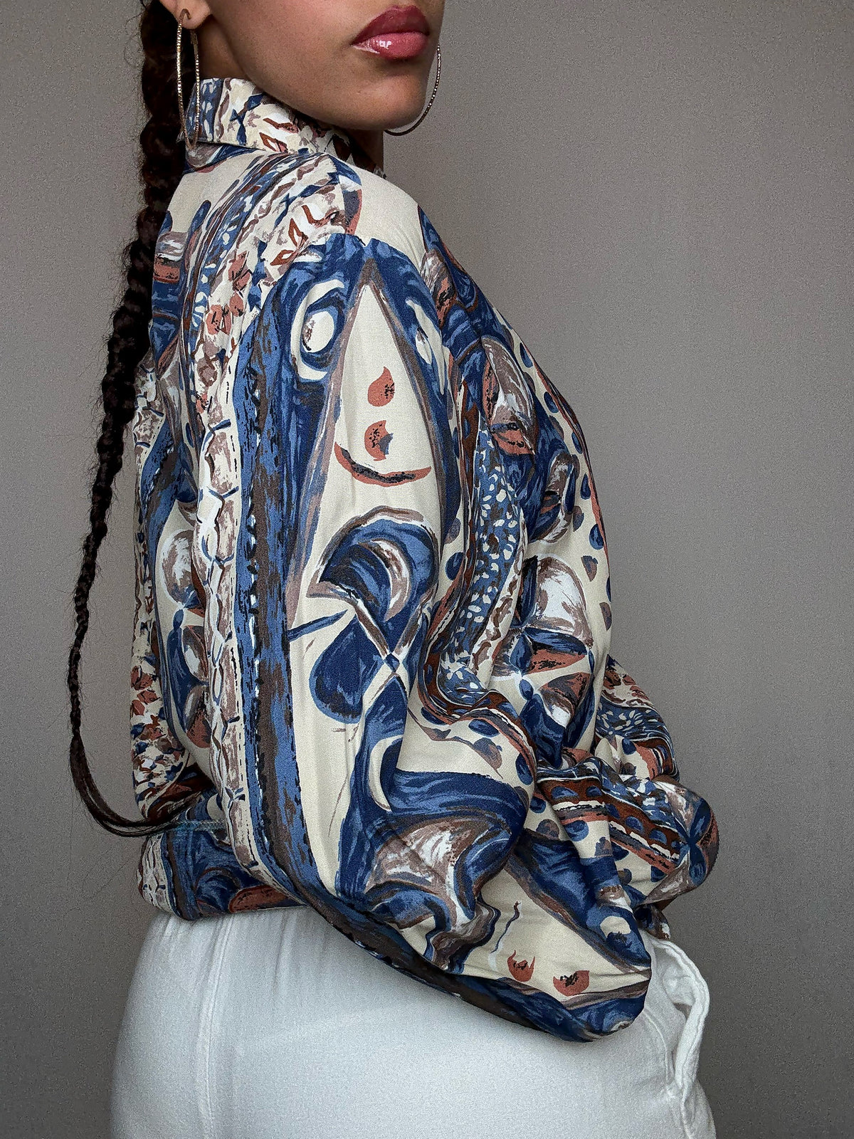 Chemise fluide imprimée M vintage