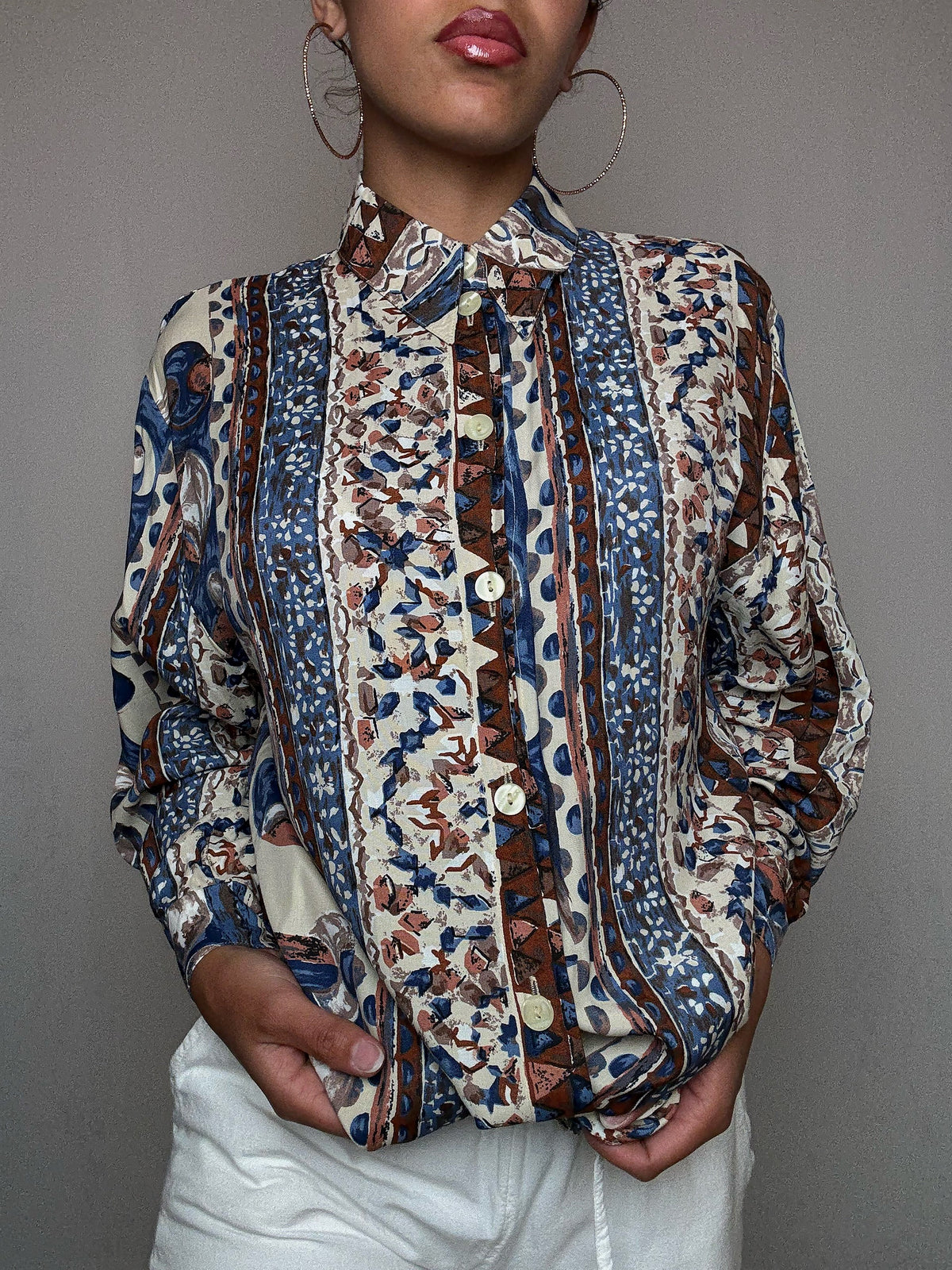 Chemise fluide imprimée M vintage