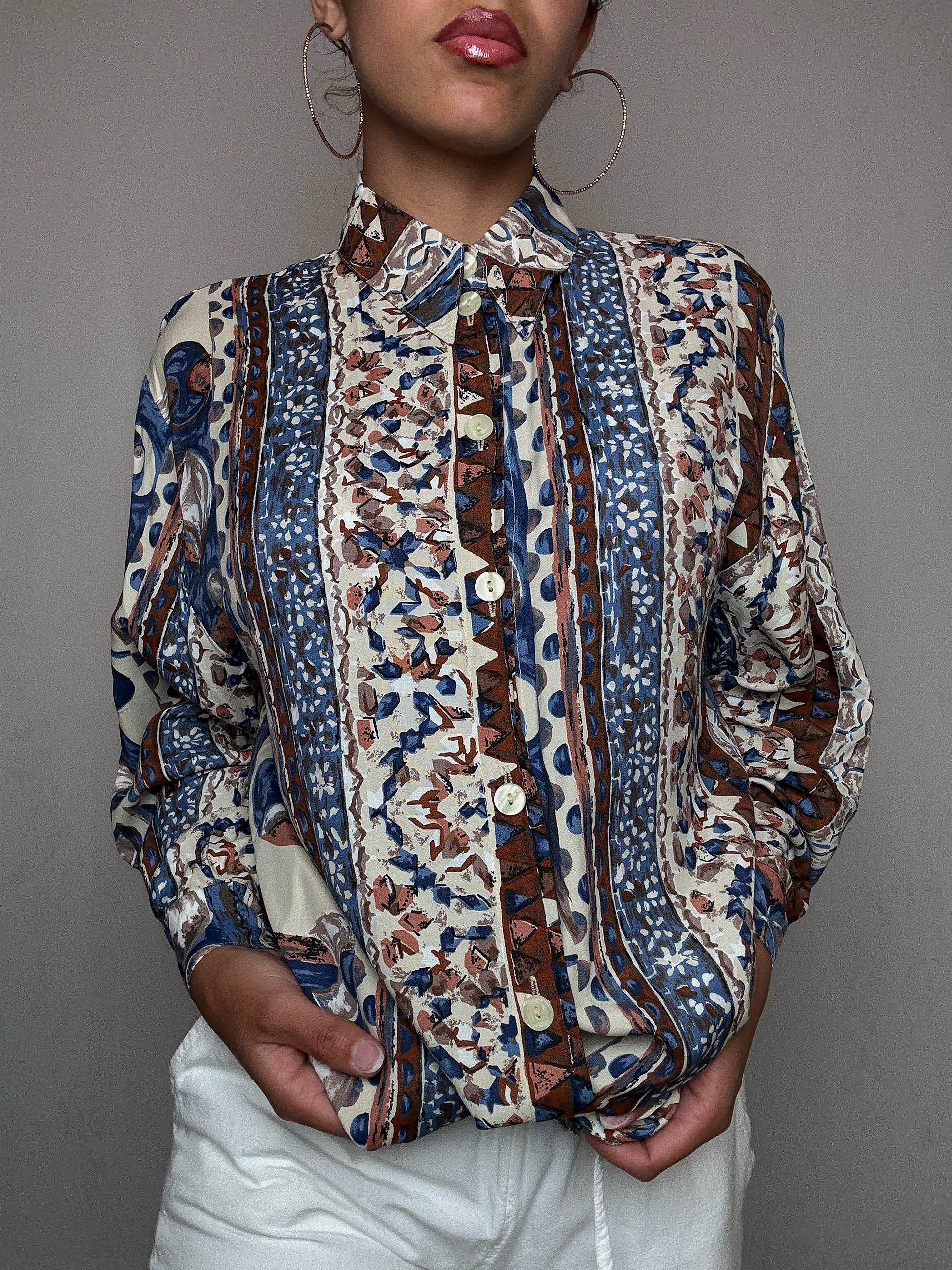 Chemise fluide imprimée M vintage