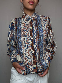 Chemise fluide imprimée M vintage