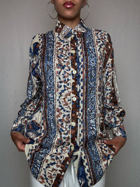 Chemise fluide imprimée M vintage