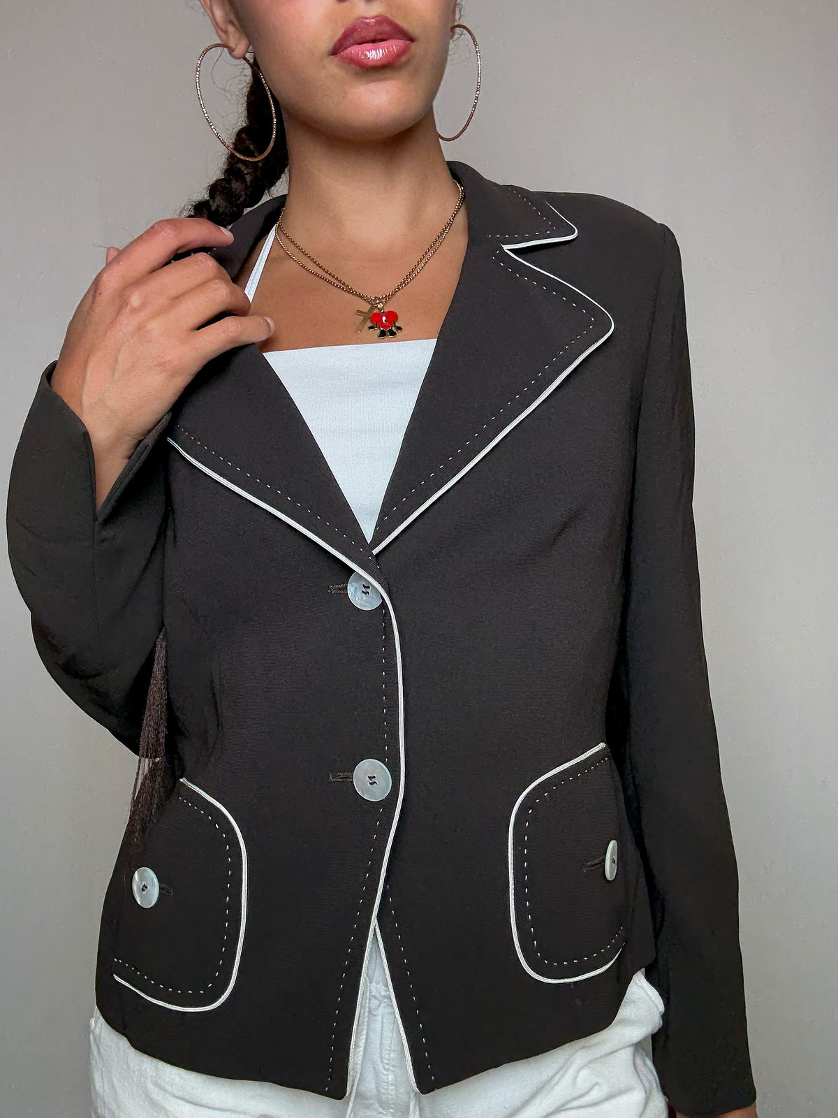 Blazer fitté brun S/M vintage