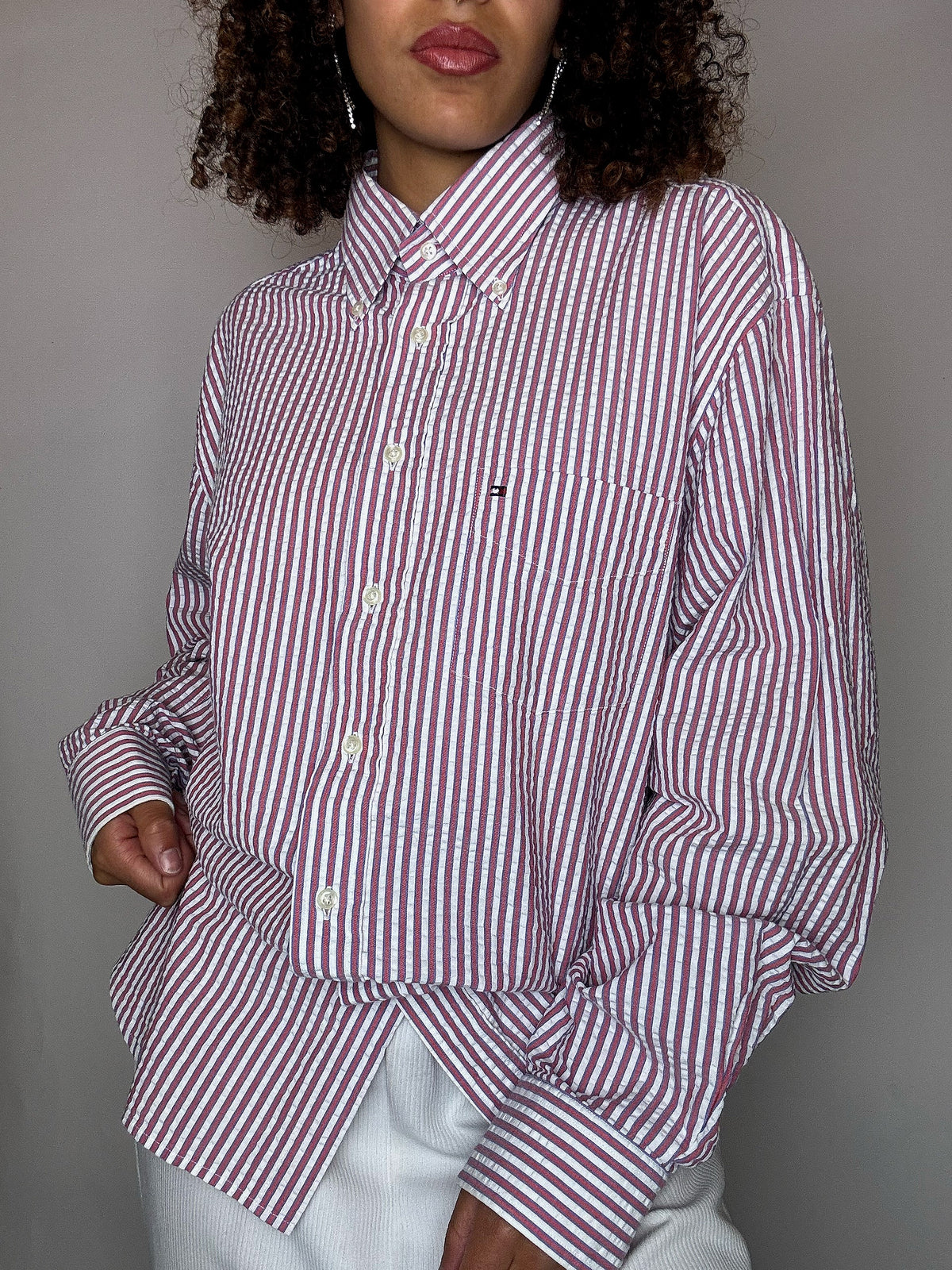 Vintage Tommy Hilfiger Streifenhemd, Größe L