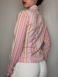 Chemise frittée rayée L vintage