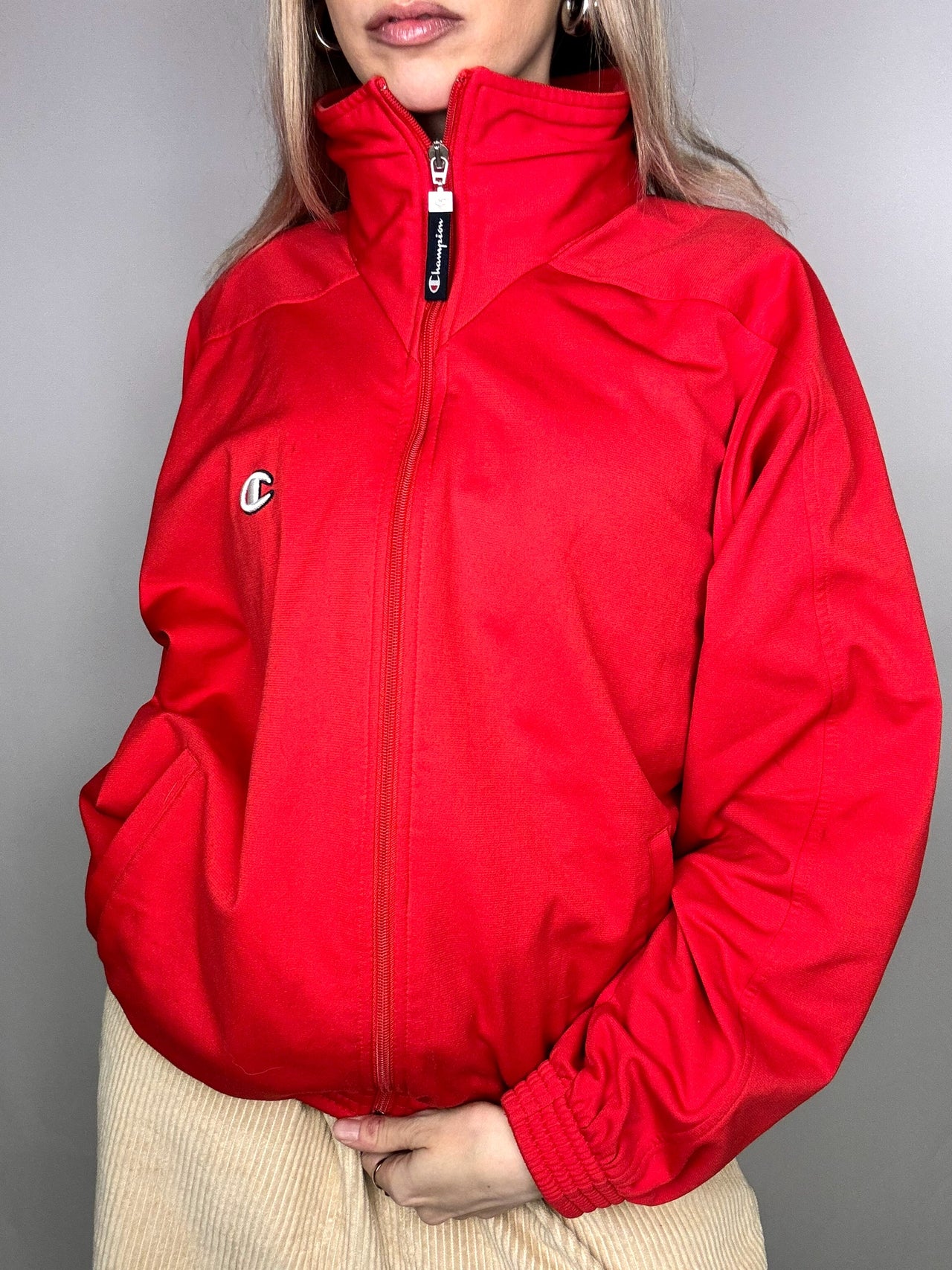 Vintage CHAMPION M rote Nylonjacke