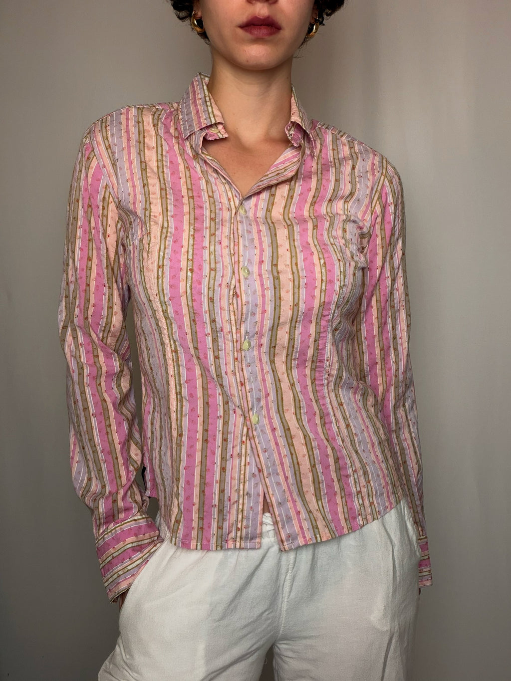 Chemise frittée rayée L vintage
