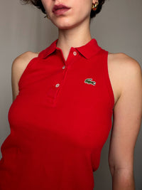 Polo sans manche rouge Lacoste S vintage
