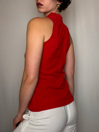 Polo sans manche rouge Lacoste S vintage