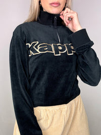 KAPPA L Vintage-Sweatshirt aus Velours mit Reißverschluss