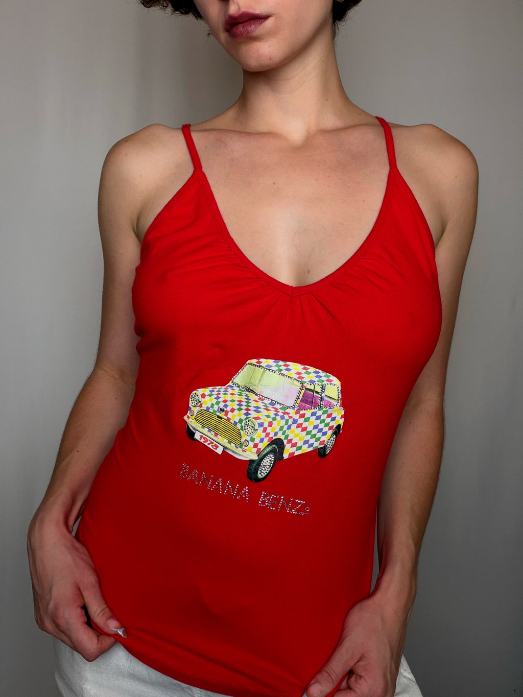 Top à bretelles rouge M/L vintage