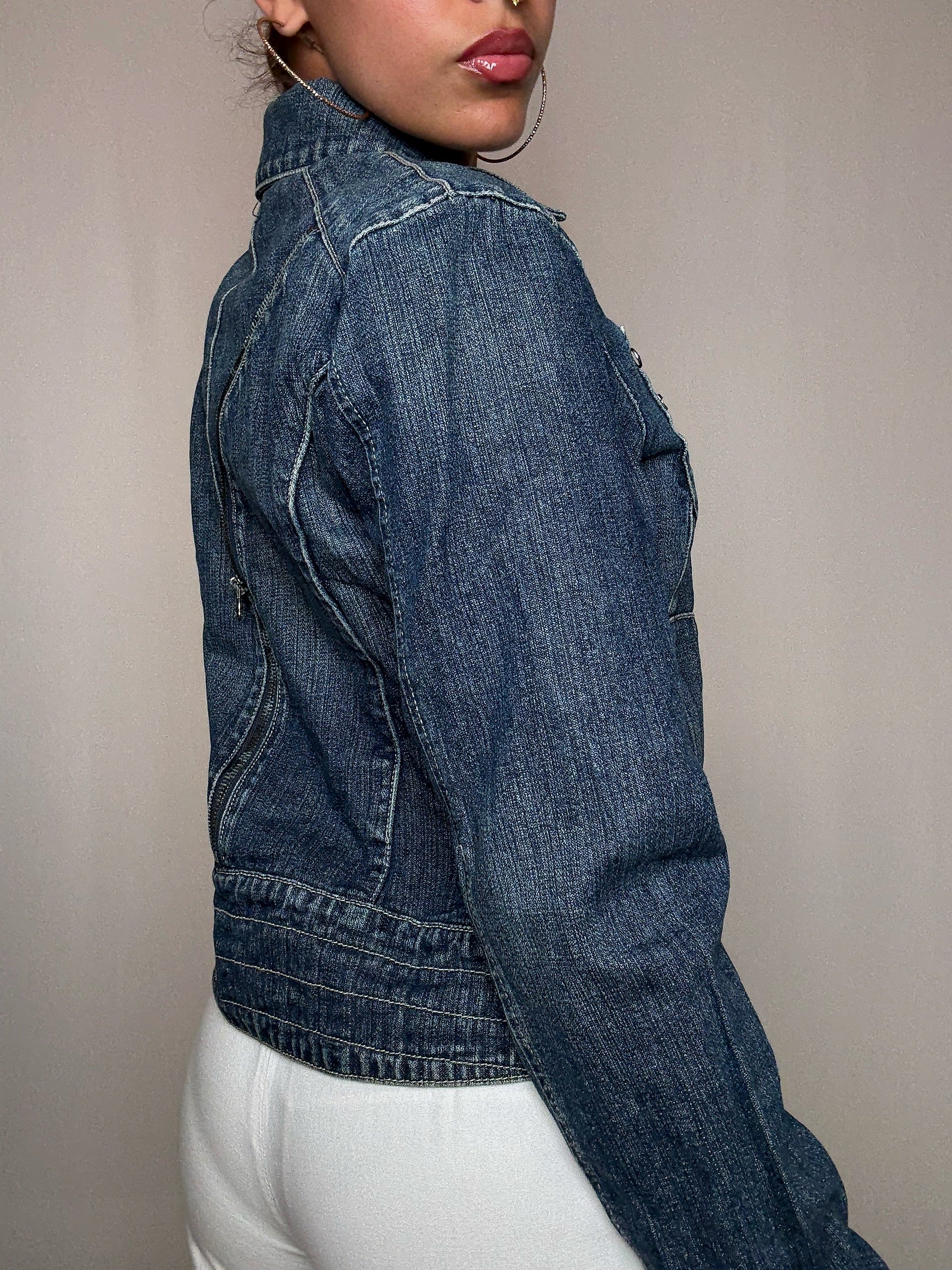 Veste en denim avec détails L vintage